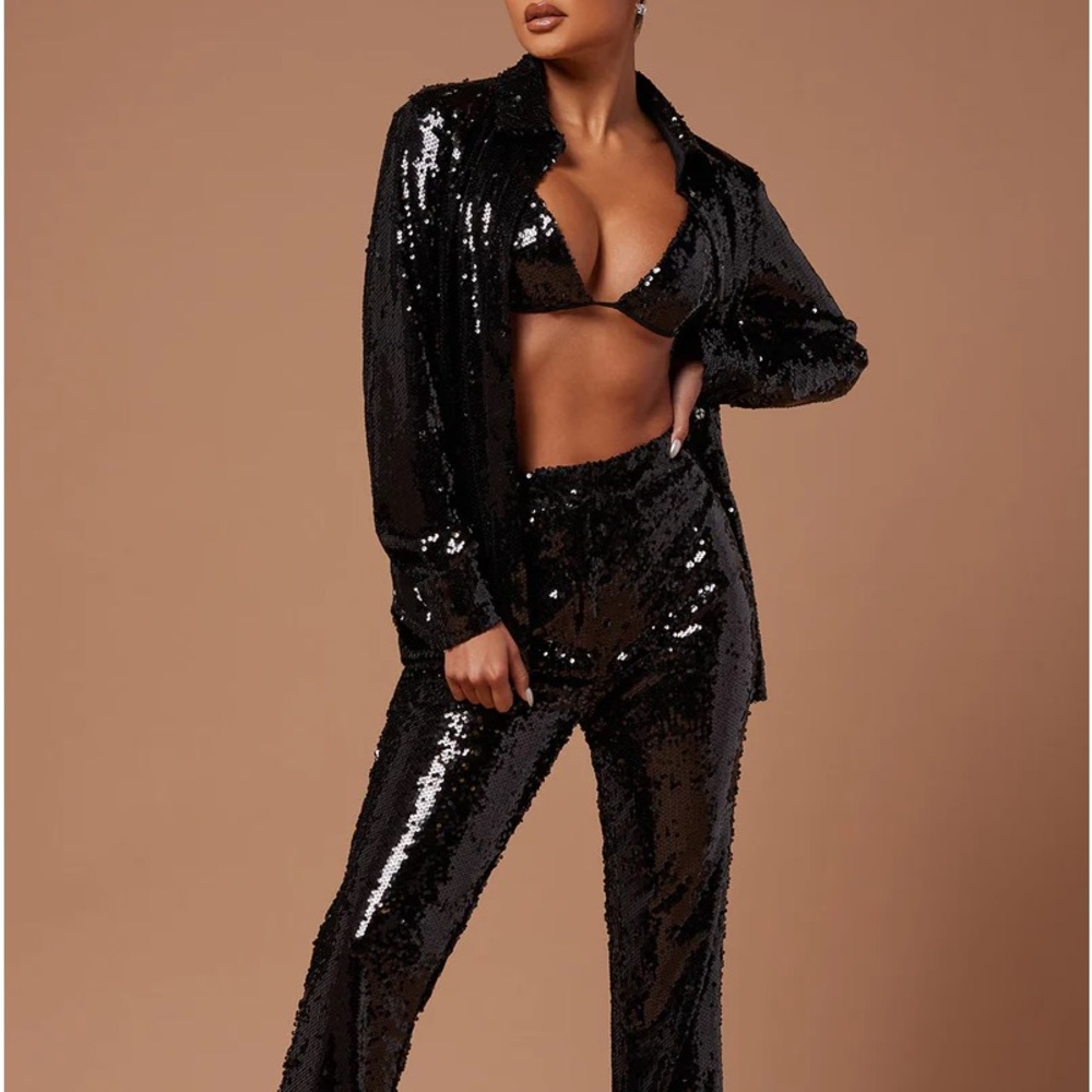 Sequin 3 Piece Set - BLACK Classy, Sexy Top Tier NEW